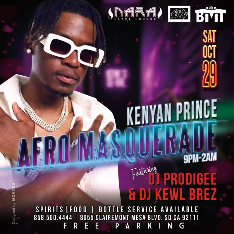 Keyan Prince Afro Masquerade Party flyer
