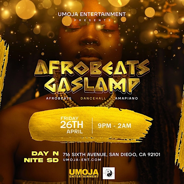 Afrobeats Gaslamp flyer for April 2024